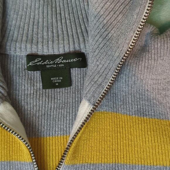 Eddie Bauer full zip 100% Cotton Women's Ribbed Sweater Size Medium - Picture 2 of 7